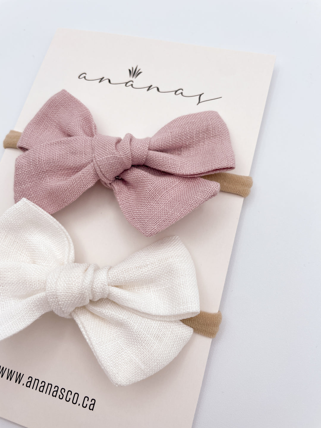 Boucles en lin - Blanc/Rose