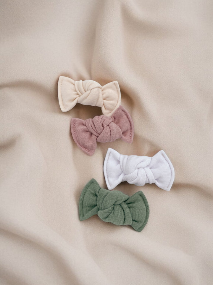 Mini-Boucles en bambou - Ivoire/Vieux Rose