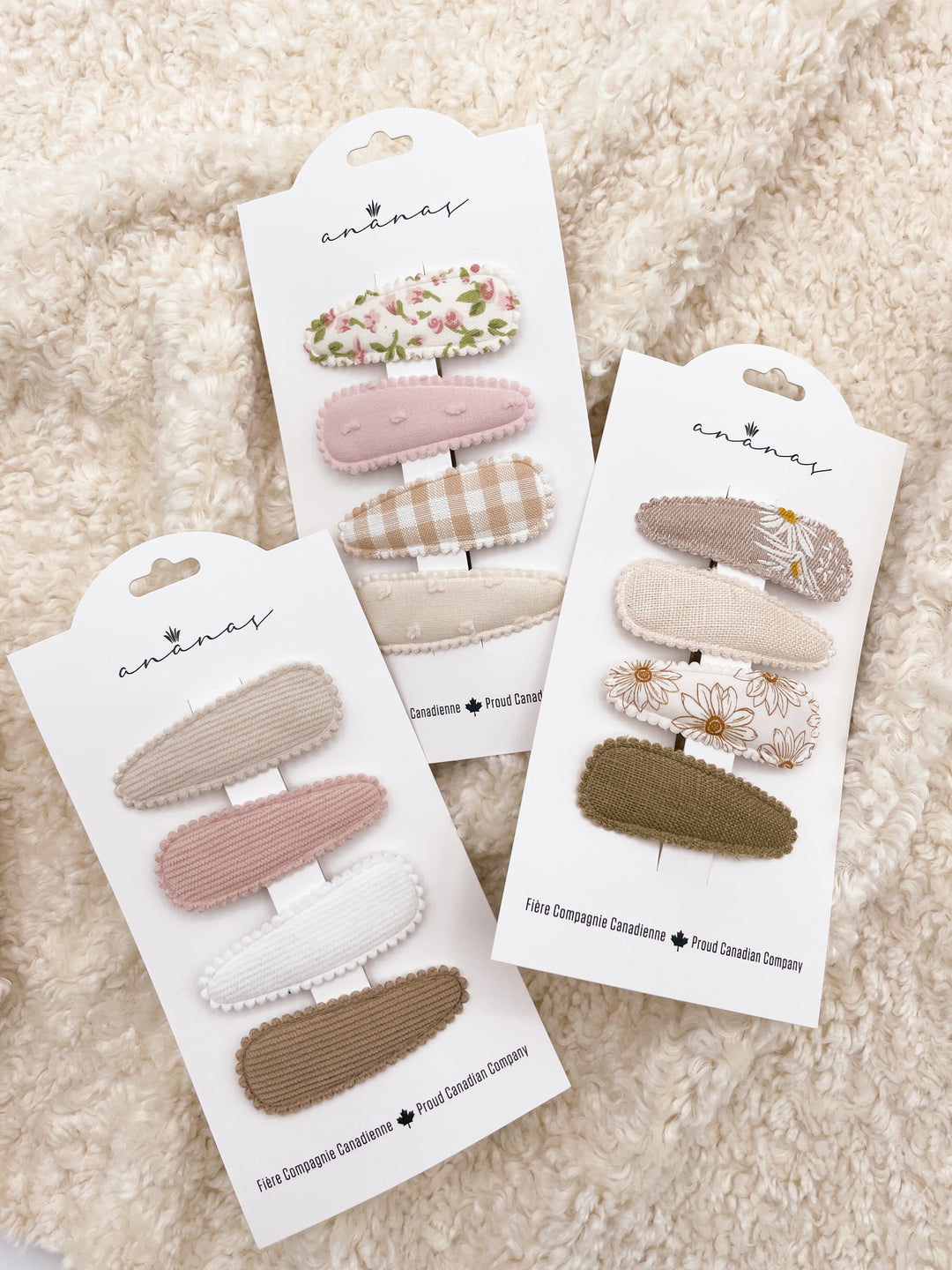 Barrettes en tissu - Velours côtelé