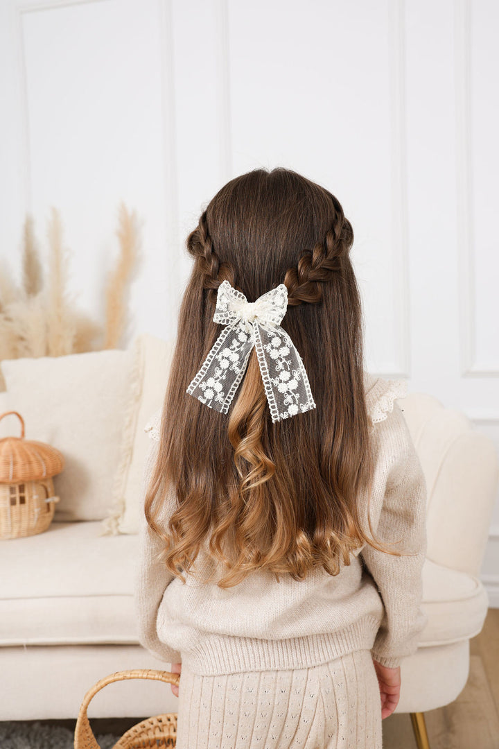 Grande Boucle Dentelle Fleuris Crème