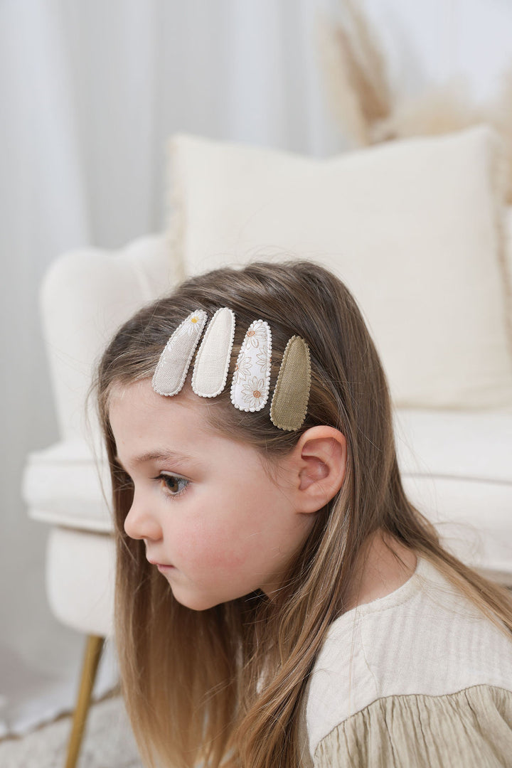 Barrettes en tissu - Floral Beige