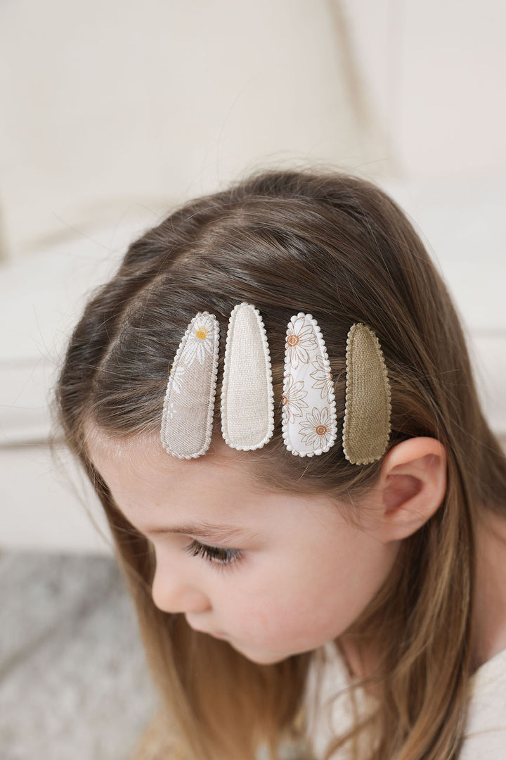 Barrettes en tissu - Floral Beige