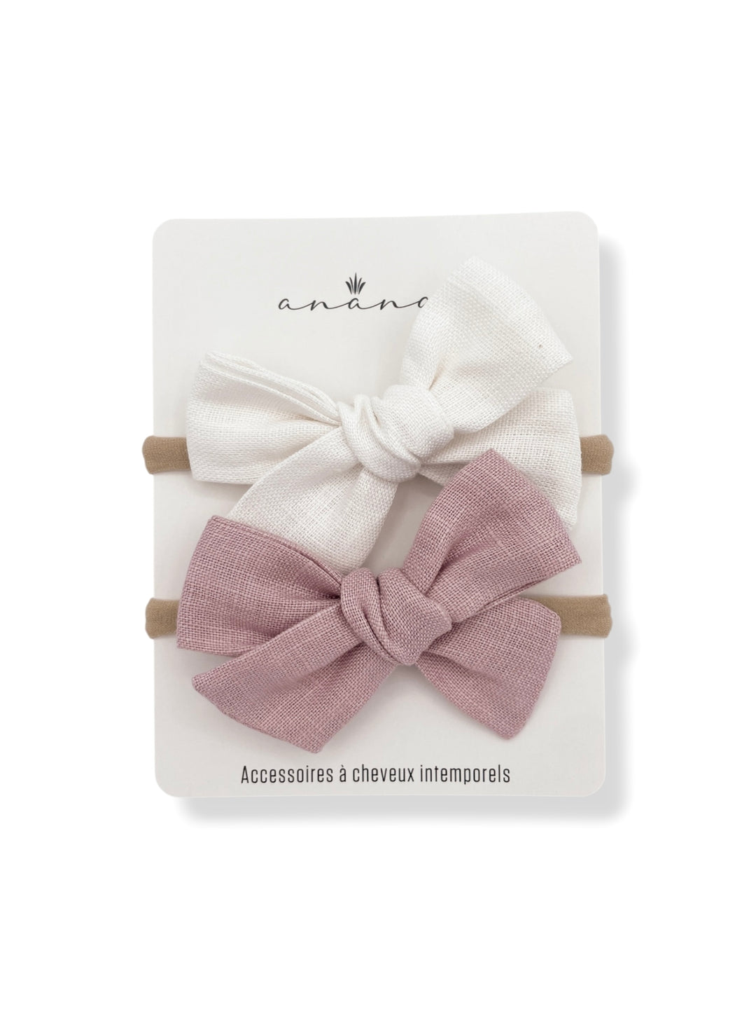 Boucles en lin - Blanc/Rose