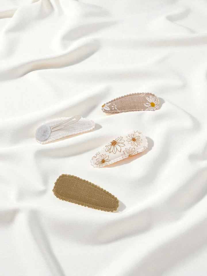 Barrettes en tissu - Floral Beige