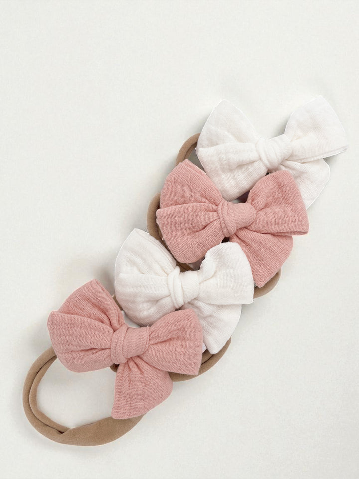 Boucles en mousseline - Blanc/Rose