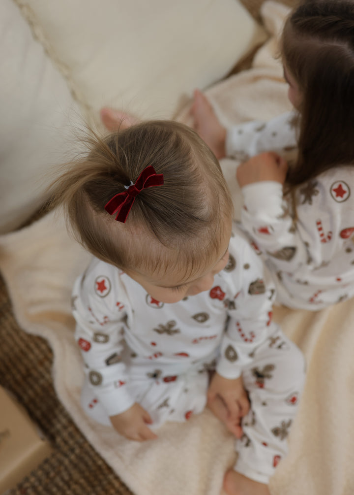 Bouclette Ruban de Velours - Pinces rouge