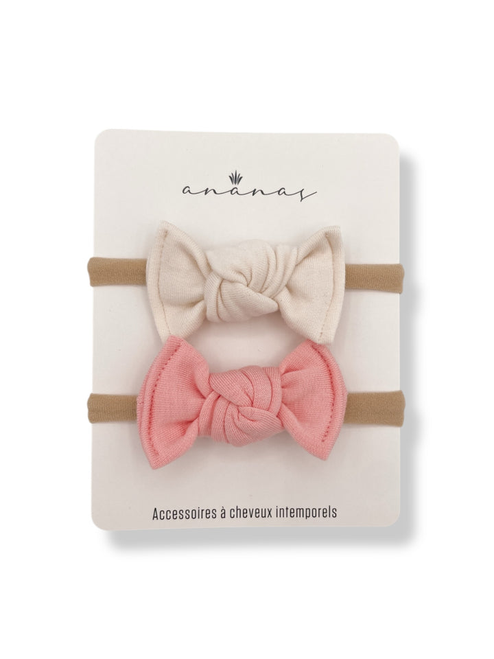 Boucles en bambou - Ivoire/Rose Quartz