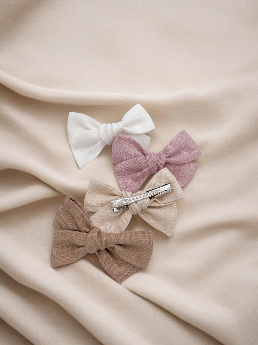 Boucles en lin - Blanc/Rose