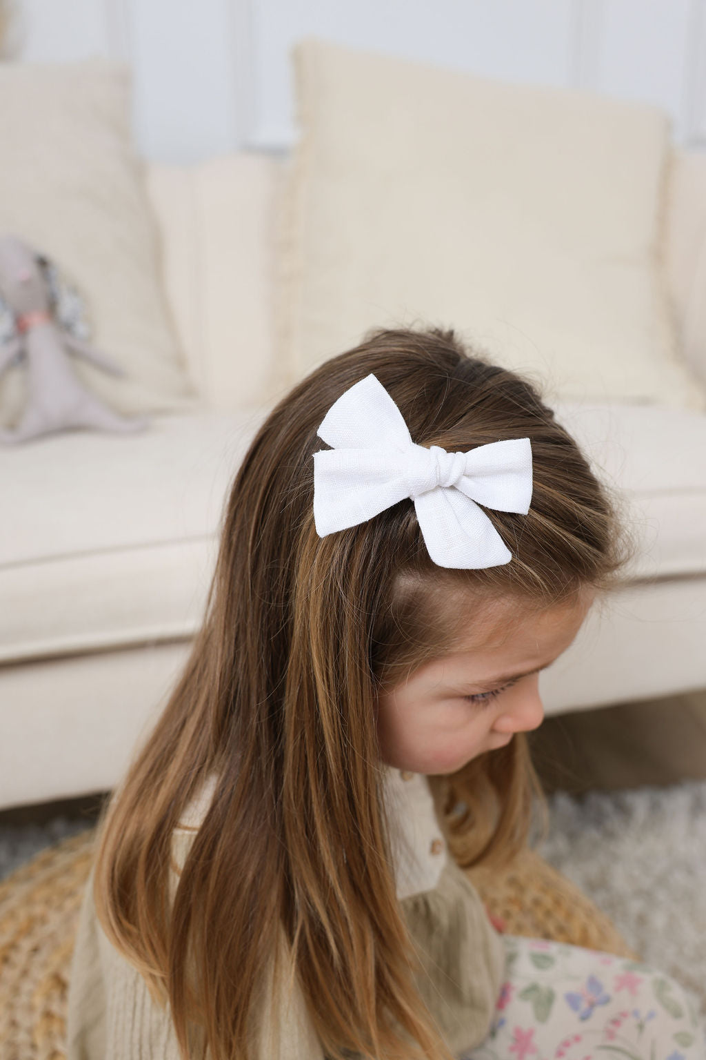 Boucles en lin - Blanc/Rose