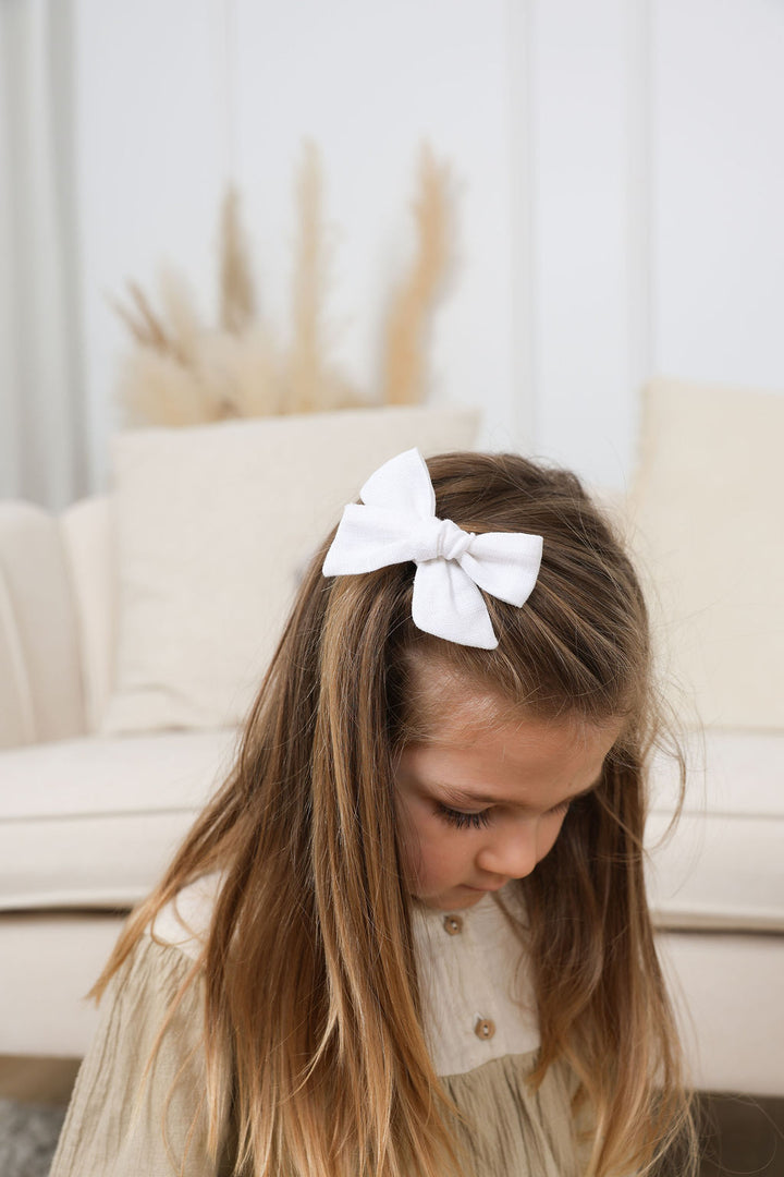 Boucles en lin - Blanc/Rose