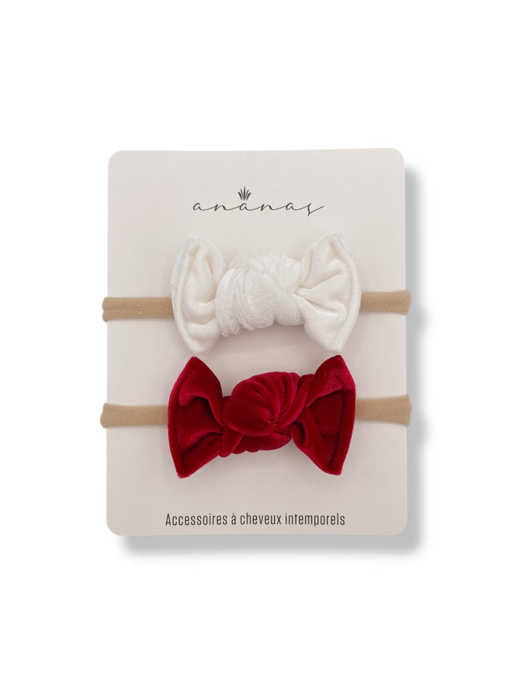 Mini-Boucles en velours - Blanc/Rouge