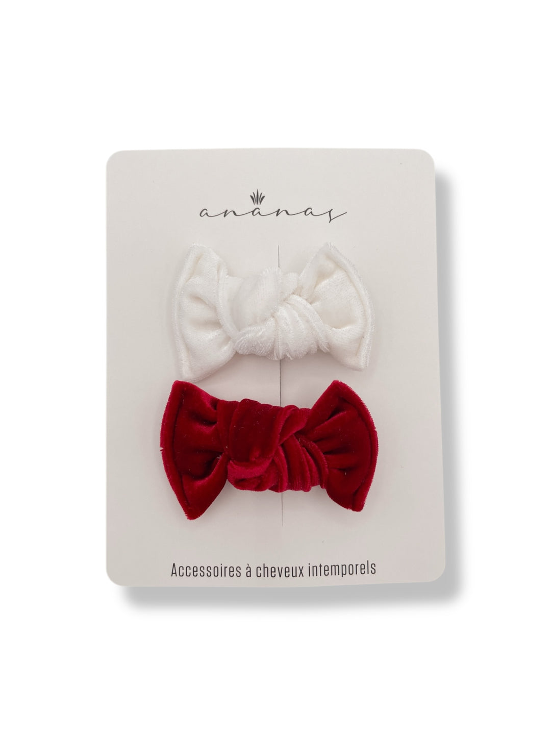 Mini-Boucles en velours - Blanc/Rouge